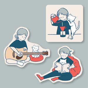 May Wai and Her Cat Sticker Set
